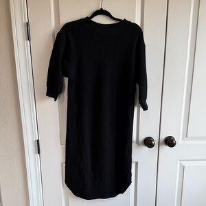Black Waffle Knit Midi Dress